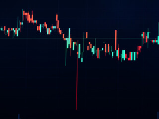 Graph Chart Stock Market Candle Stick Trade Business Data Growth Money Diagram blur Blue Background, Abstract Global Forex Bitcoin Crypto currency, Technology Analysis Exchange Profit Success.