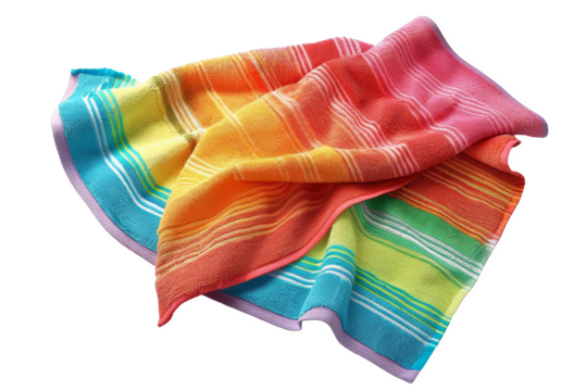 isolated white background of beach towel