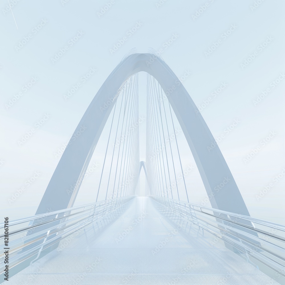 Wall mural beautiful minimalism hitech bridge, isolated with white background