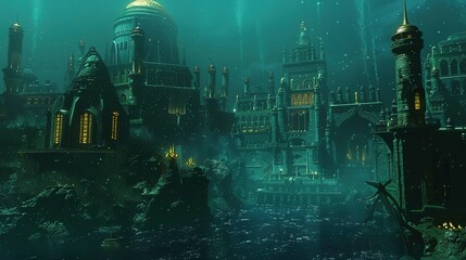 Obraz premium Atlantis: A Mythical Metropolis Rising from the Depths of Time and Legend