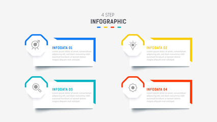 Four Step Infographic element design Vector template for presentation. process diagram and presentations step, workflow layout, banner, flow chart, info graphic vector illustration.