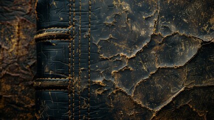Worn leather cover of an old book. Antique book concept