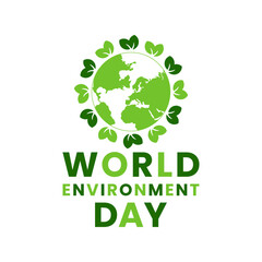 World environment day vector banner or poster design. International environment day vector with global earth, green nature natural plants tree and typography text for celebration holiday isolated