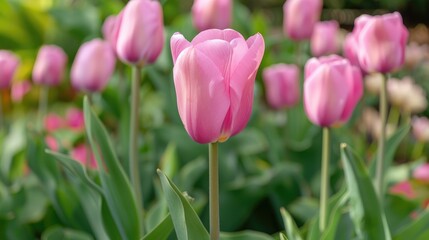 Tulip of the pink color present in the garden