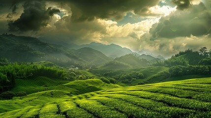 Landscape photography, spring, Wuyi Mountains, China, tea plantations - Powered by Adobe