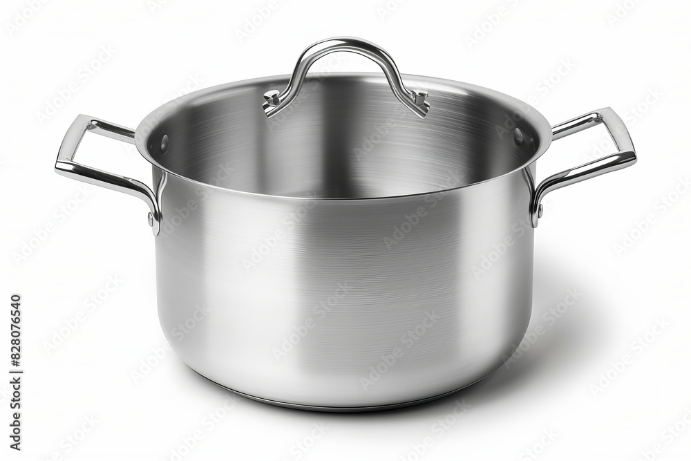 Wall mural Silver cooking pot on white background