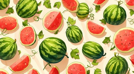 The raster version depicts the background with watermelons