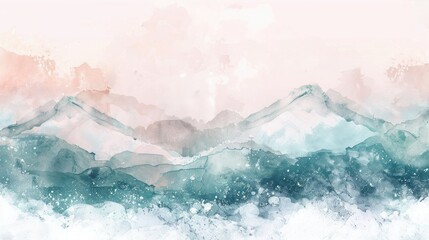 Ethereal pastel hues merge seamlessly, creating a soft and dreamy abstract watercolor landscape