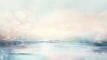 Ethereal pastel hues merge seamlessly, creating a soft and dreamy abstract watercolor landscape