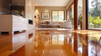 Immaculate living room with polished floors