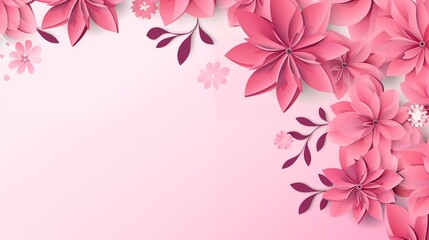 Beautiful Pink Floral Design Background with Elegant Blossoms and Leaves