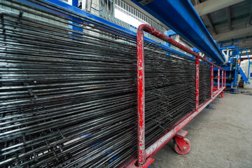 The cold drawn wire mesh stacked together is in the production workshop in North China