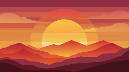 As the sun sets the sky turns into a beautiful canvas of warm hues adding to the serene ambiance of the event.. Vector illustration