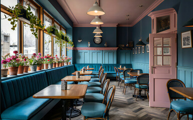 Fototapeta premium Cute Cafe Interior Design: Realistic and Charming Spaces