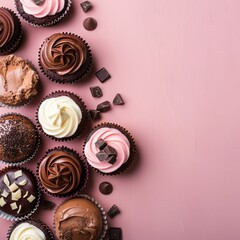 Chocolate Cupcake Day concept with copy space area for text 