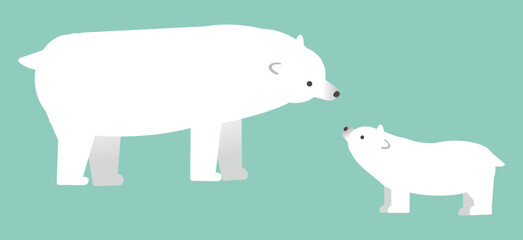 かわいいシロクマ親子のイラスト