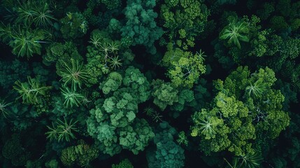 Top-down view of a lush forest canopy, capturing the natural beauty of the wilderness.