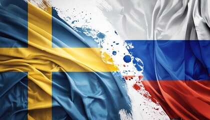 Sweden and Russia Flags Painted Art