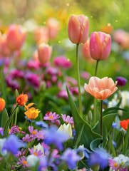 Obraz premium spring flower, different type of flower, wallpaper 