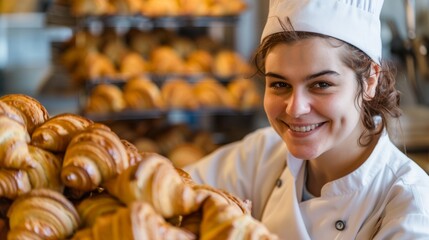 Portrait of baker, baker, bakery, food, bakery, bread, woman, shop, market, cooking, restaurant, meat, baker, kitchen, store, people, fresh, meal,  buffet, chef, street, retail, cook, business, eating