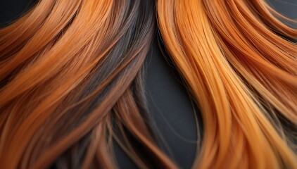 Naklejka premium light to dark orange gradient color hair close-up