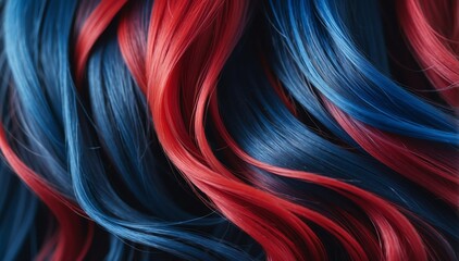 Naklejka premium red to blue gradient color hair close-up