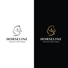 Line art premium horse logo icon vector template 