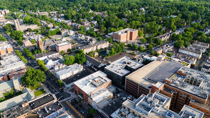 Fototapeta premium Aerial Drone of Morristown New Jersey Summer 2024