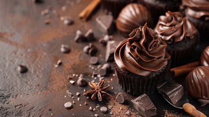 Chocolate Cupcake Day concept with copy space area for text
