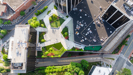 Fototapeta premium Aerial Drone of Morristown New Jersey Summer 2024