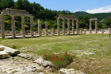 View of the Palace of Aigai (Aegae) in Macedonia, Greece