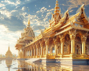 Fototapeta premium Angkor Wat in the Asian zone where various details can be seen beautifully.