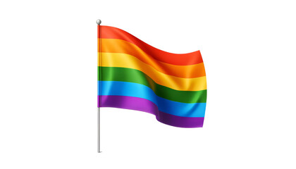 Colorful rainbow flag waving in the wind, representing LGBTQ+ pride and diversity. A symbol of inclusion, acceptance, and love.