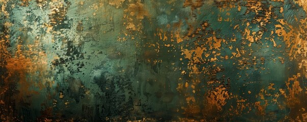 Green grunge wall texture, abstract background