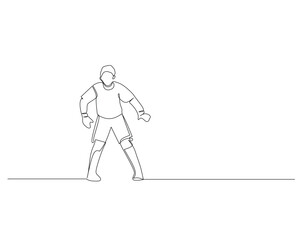 Continuous single line drawing of goalkeeper who is focused on the game. footbal tournament event design illustration