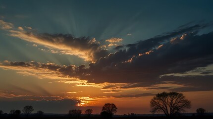 shows a sunset with vibrant orange and yellow colors 