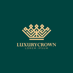 Obraz premium luxury crown logo in gold color. vector illustration design elements