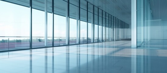 Obraz premium Glass walls in office building empty room