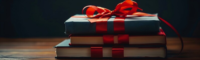 book with red ribbon as a gift