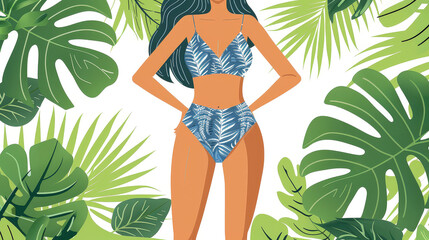 Elevate your beachwear marketing with this stylish swimsuit illustration.