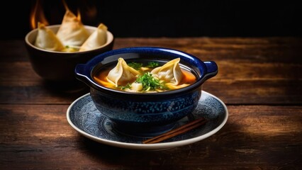 Soup in a Pot on a Wooden Table