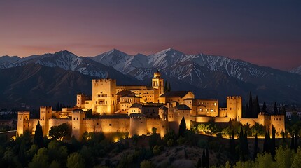 Obraz premium shows the Alhambra, a Moorish citadel and palace in Granada, Spain.