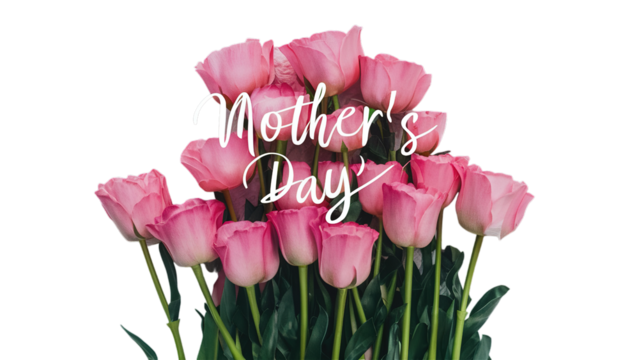 Happy Mother's day isolated on transparent background, Generative ai.