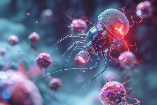 nanobot treating a human cell