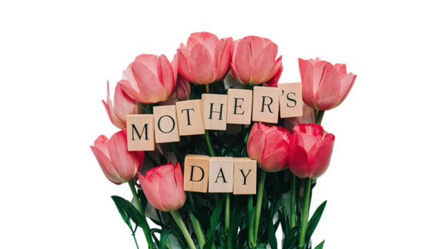 Happy Mother's day isolated on transparent background, Generative ai.