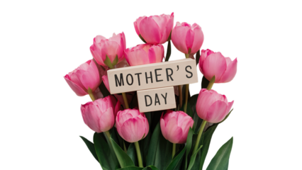 Happy Mother's day isolated on transparent background, Generative ai.