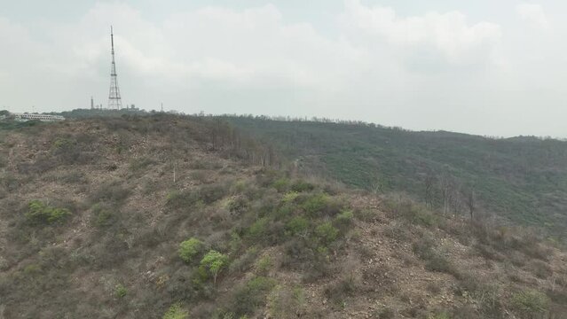 Chamundi hills aerial view with Sri Chamundeshwari Temple