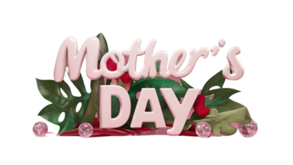 Happy Mother's day isolated on transparent background, Generative ai.