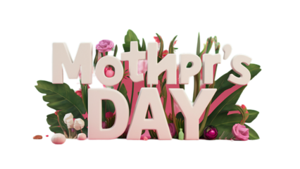 Happy Mother's day isolated on transparent background, Generative ai.