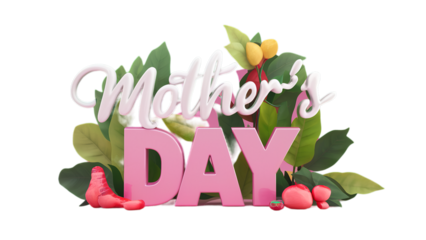 Happy Mother's day isolated on transparent background, Generative ai.